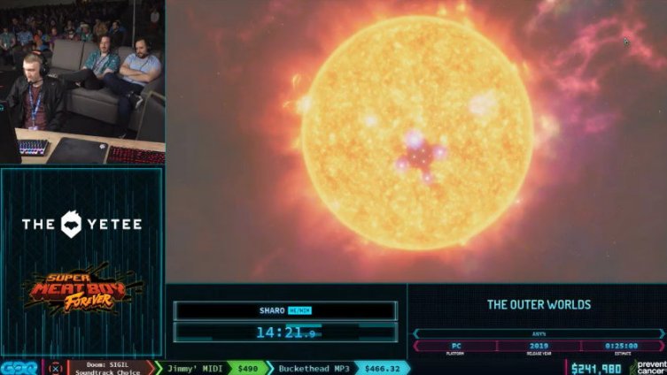 GDQ2020速通《天外世界》14分21秒回顾。挑战者Jabo此前的纪录为20分钟出头,此